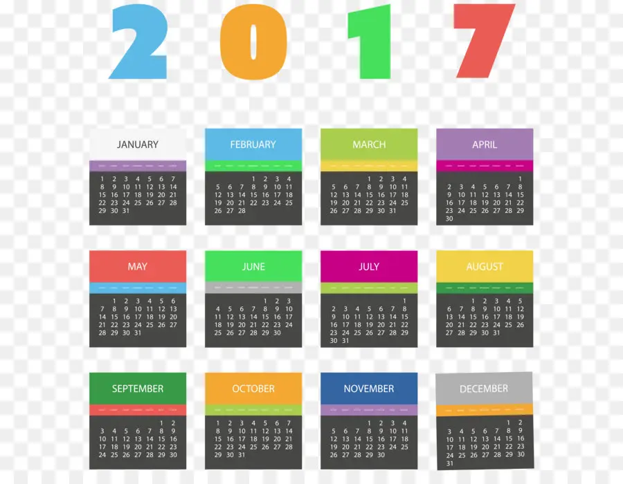 Calendário 2017，Meses PNG