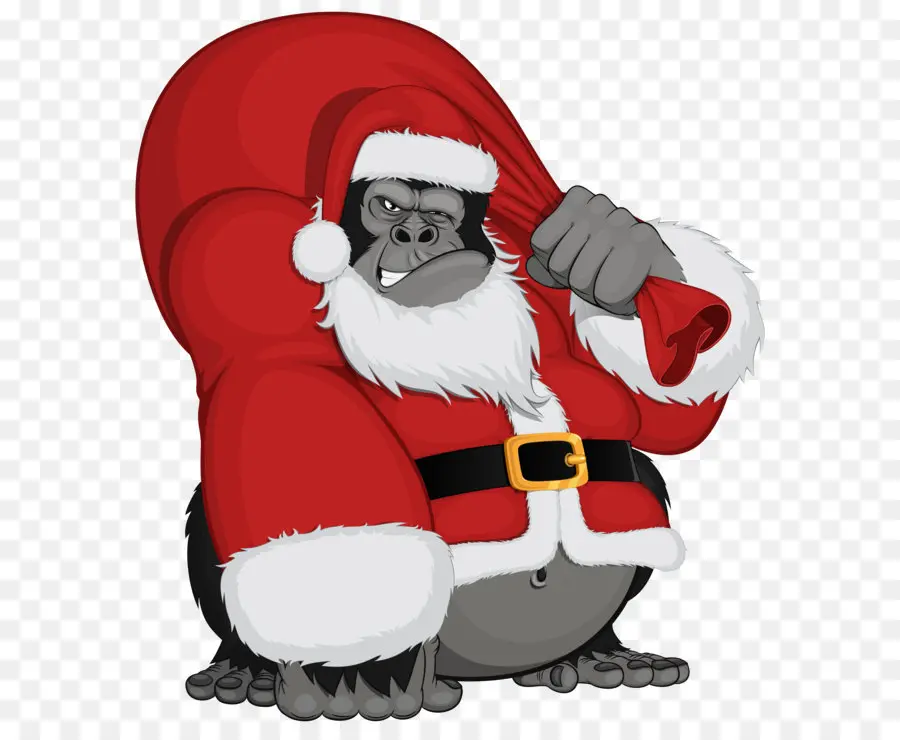 Gorila Fantasiado De Papai Noel，Papai Noel PNG