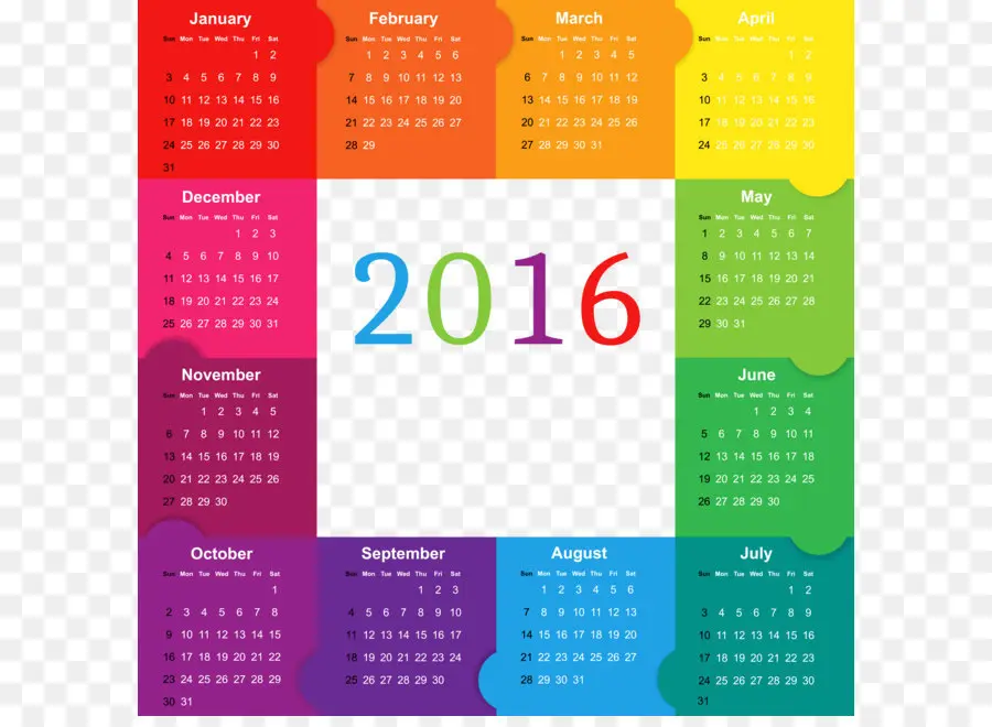 Calendário 2016，Ano PNG