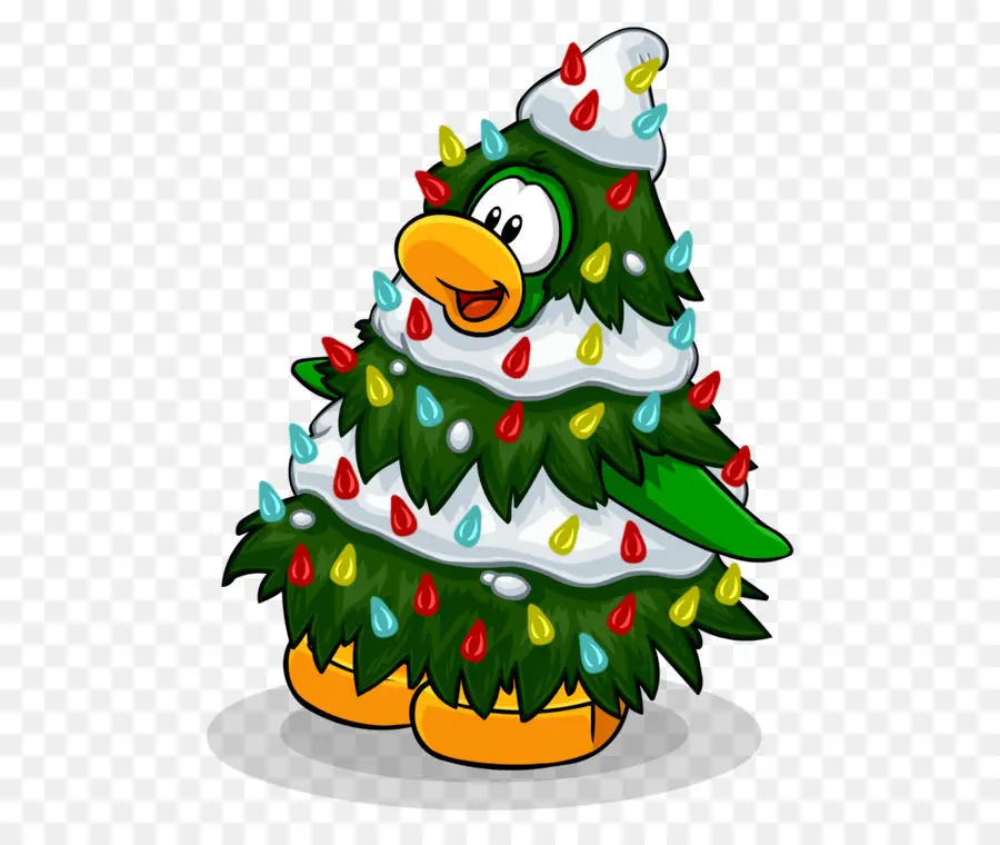 Pinguim Fantasiado De árvore De Natal，Luzes PNG