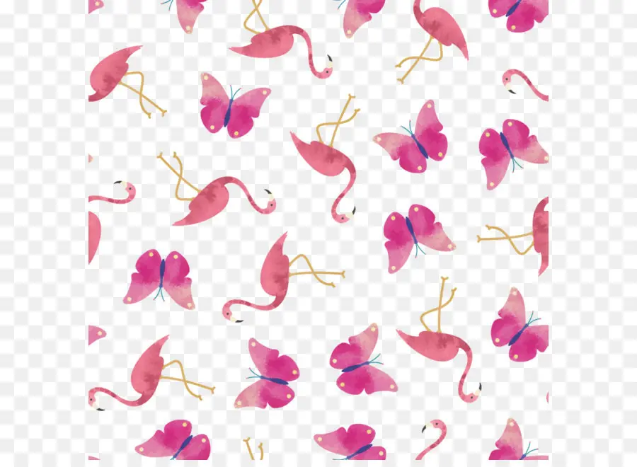 Flamingos E Borboletas Rosa，Pássaros PNG