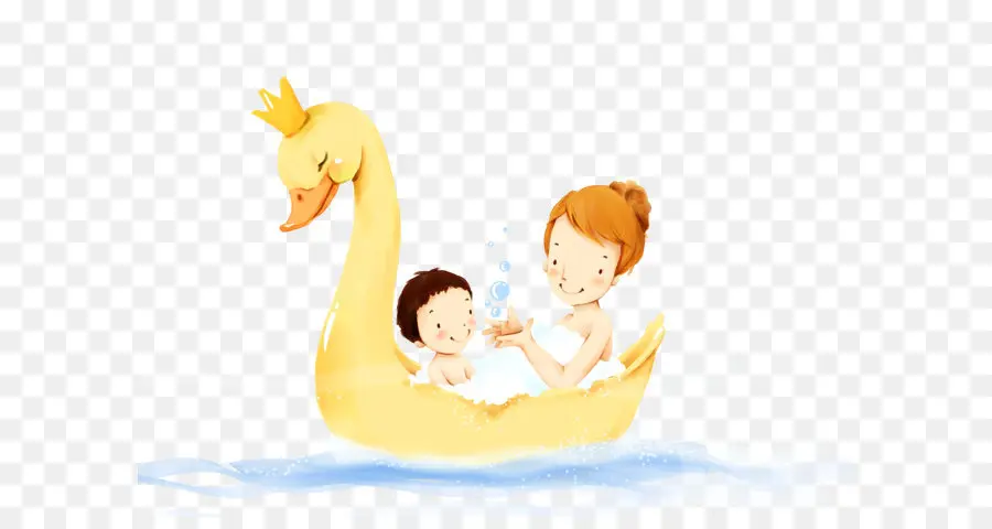 Mãe E Filho Em Cisne，água PNG