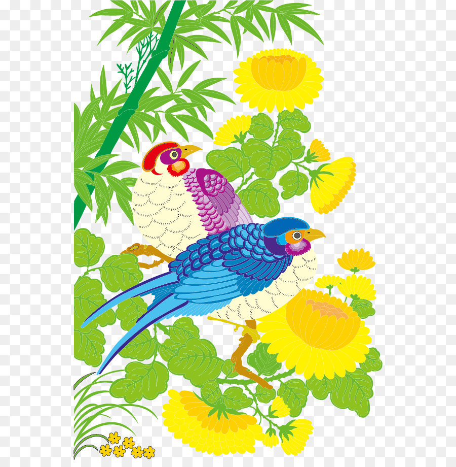 Pássaros E Flores Coloridas，Pássaros PNG