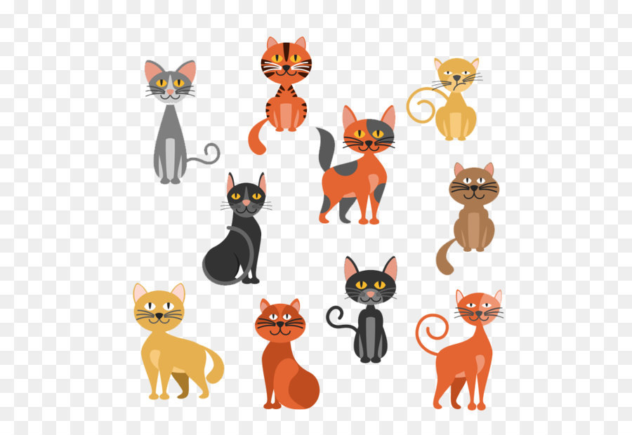 Gatos De Desenho Animado，Cores Diferentes PNG