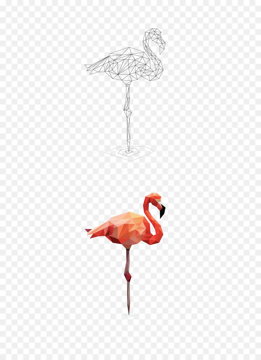 Flamingo Geométrico，Polígono PNG