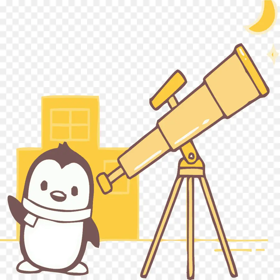 Pinguim Com Telescópio，Astronomia PNG