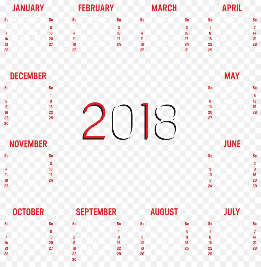 Calendário 2018，Ano PNG