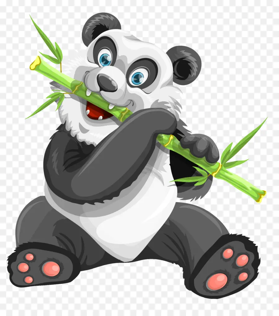 Panda Comendo Bambu，Desenho Animado PNG