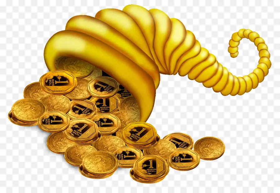 Cornucópia Com Moedas，Cornucópia PNG