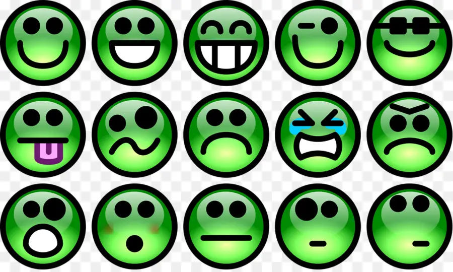 Emoticons Verdes，Rostos PNG