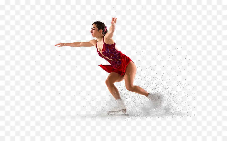 Patinadora Artística Em Vestido Vermelho，Patinagem No Gelo PNG