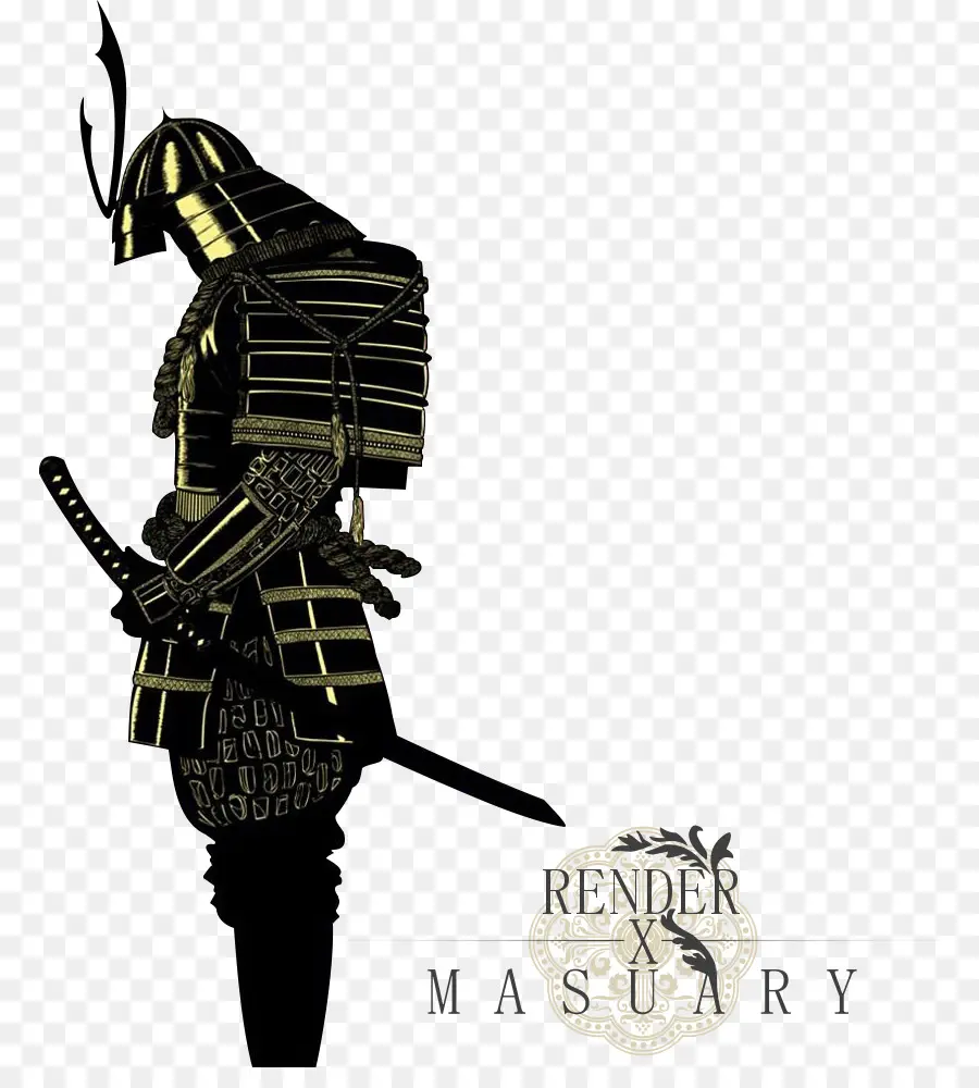 Silhueta Samurai，Armadura PNG