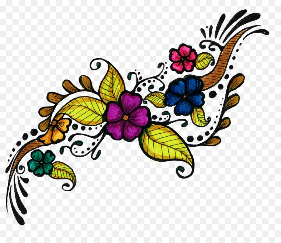 Doodle Floral，Flores PNG