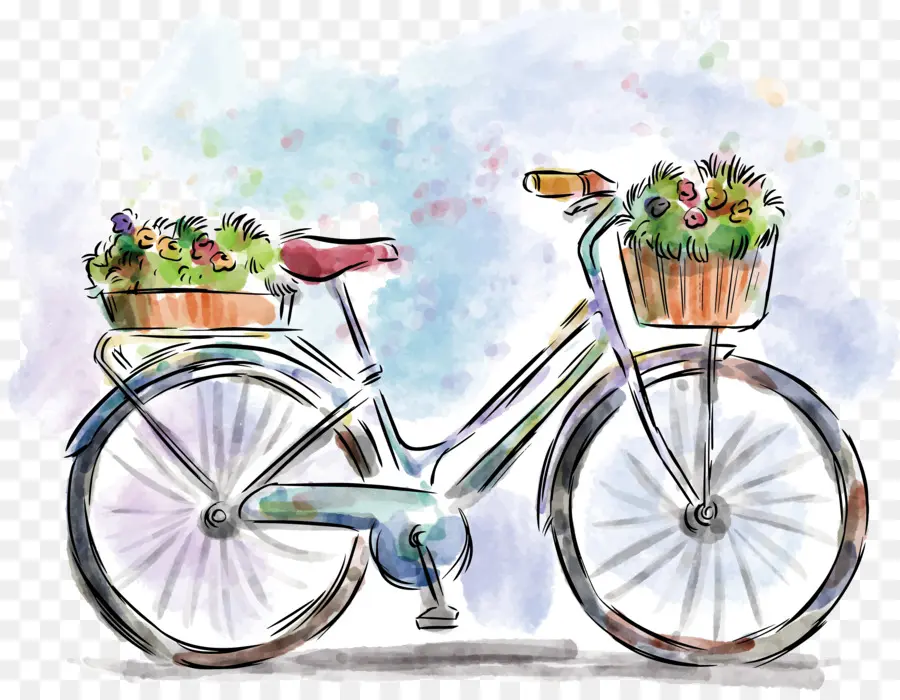 Bicicleta，Pintura Em Aquarela PNG