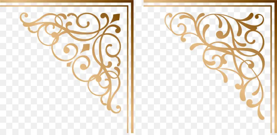 Design De Canto Dourado，Ornamento PNG