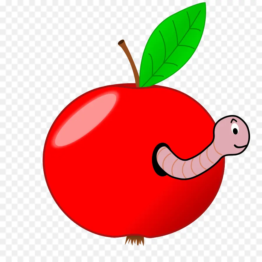 Maçã Com Minhoca，Vermelho PNG