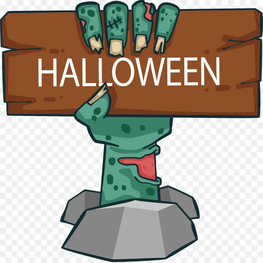 Sinal De Halloween，Mão Zumbi PNG