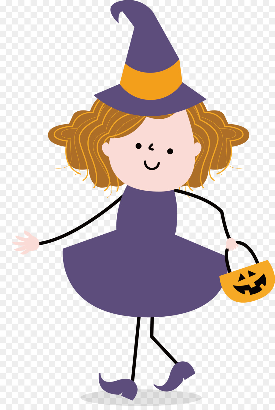 Garota Fantasiada De Bruxa，Chapéu Roxo PNG