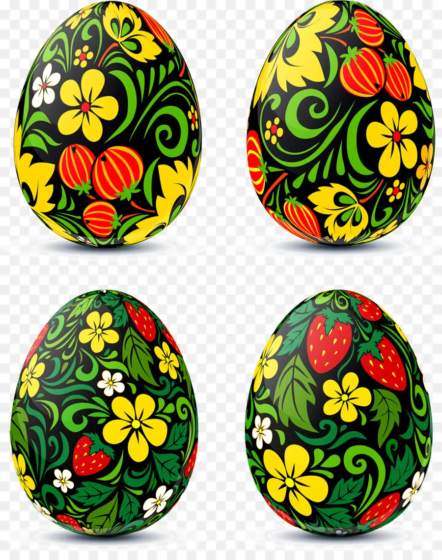 Ovos Decorados，Floral PNG