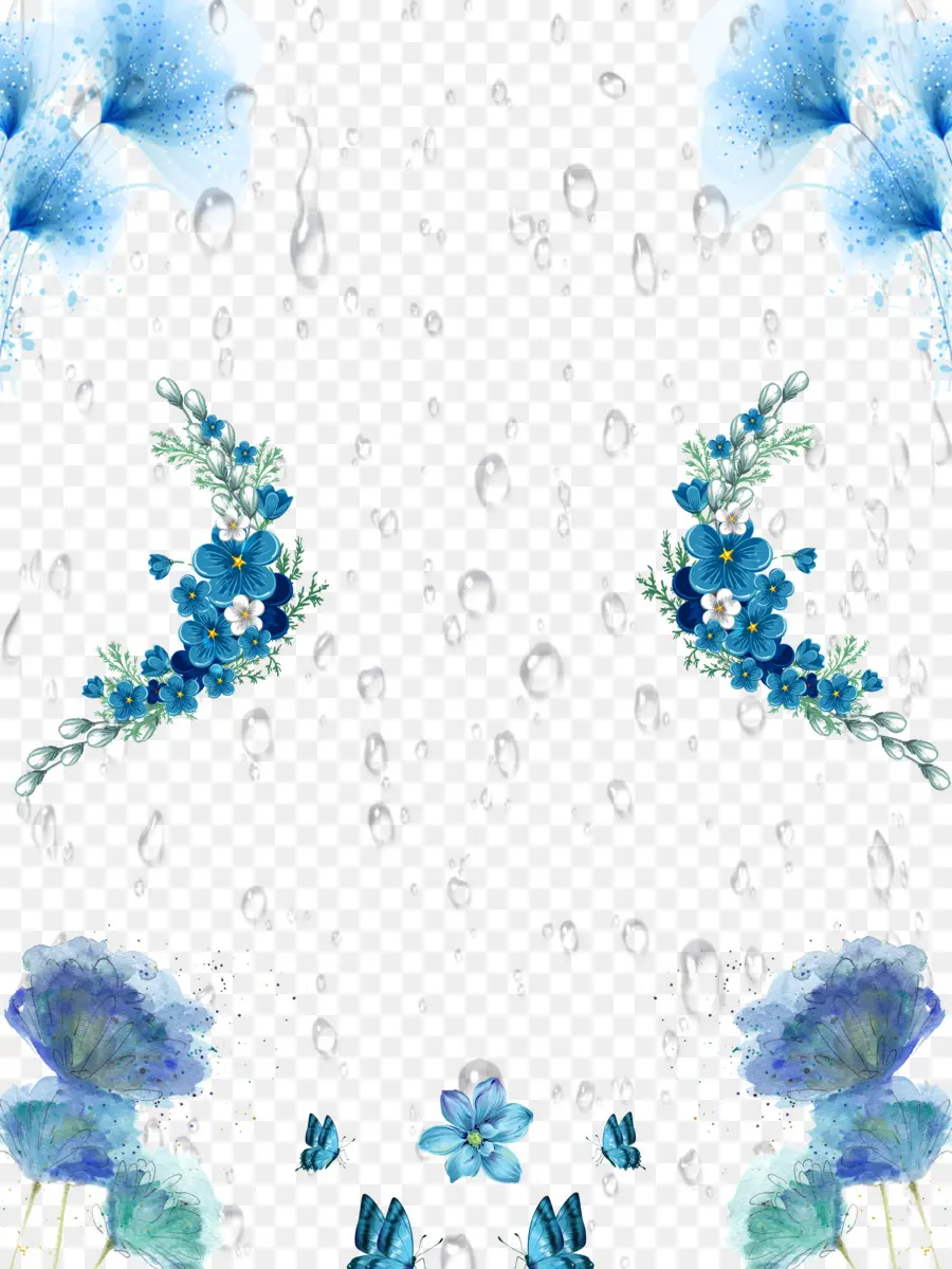 Desenho Floral Azul，Flores PNG