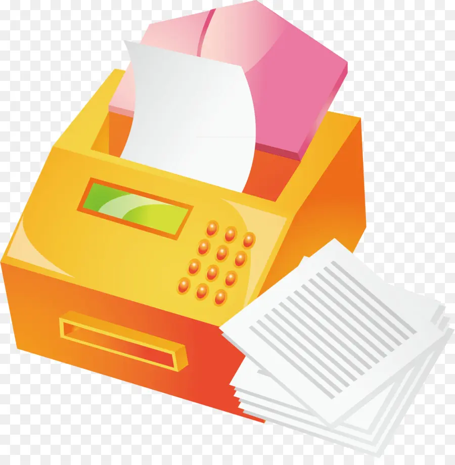 Máquina De Fax Laranja，Papel PNG