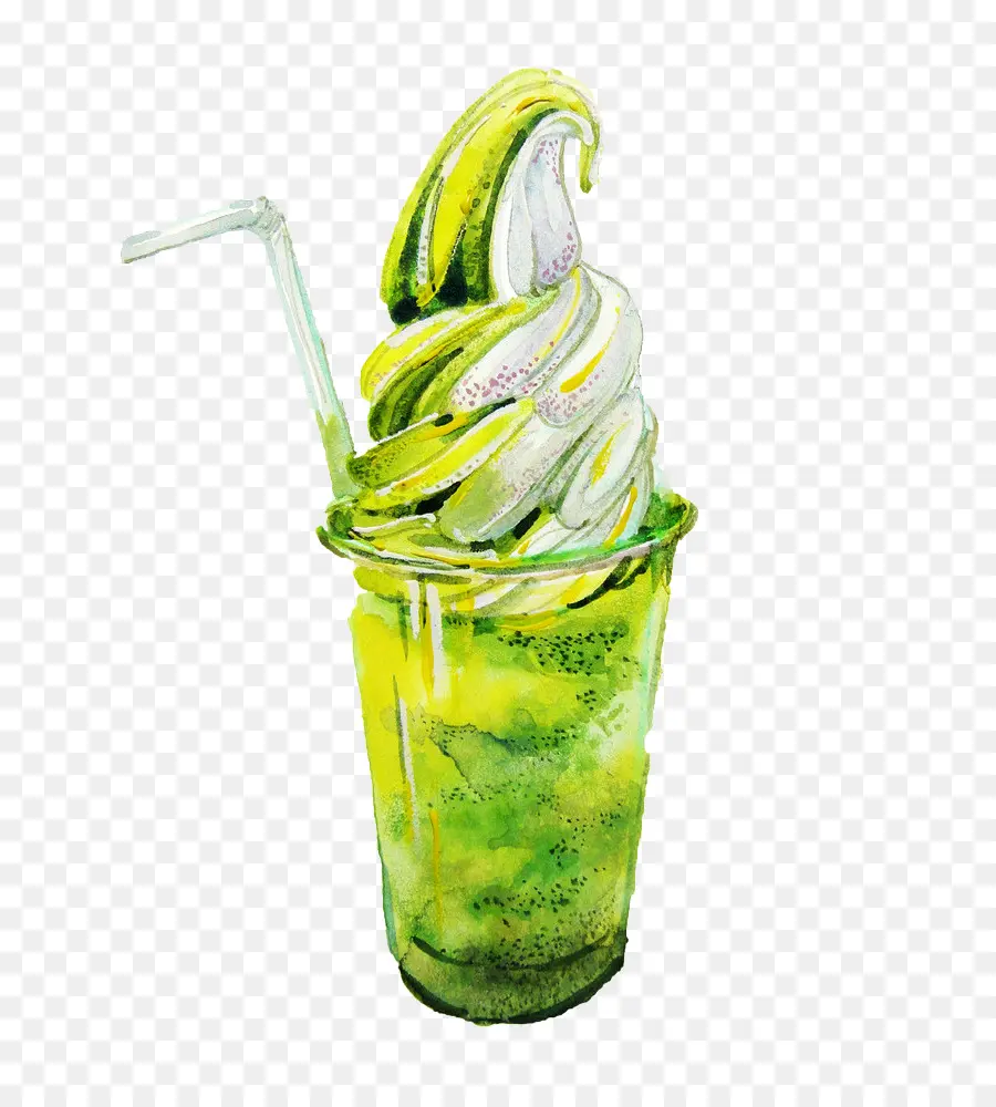 Sorvete Verde E Branco，Sobremesa PNG