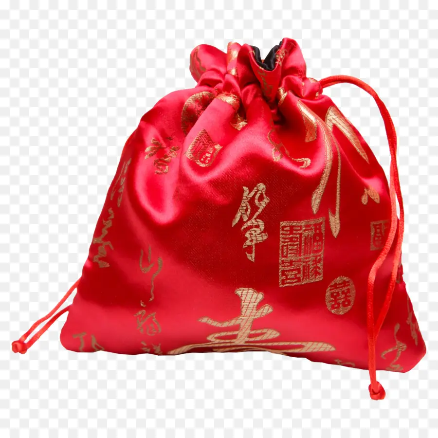 Bolsa Vermelha Com Cordão，Cetim PNG