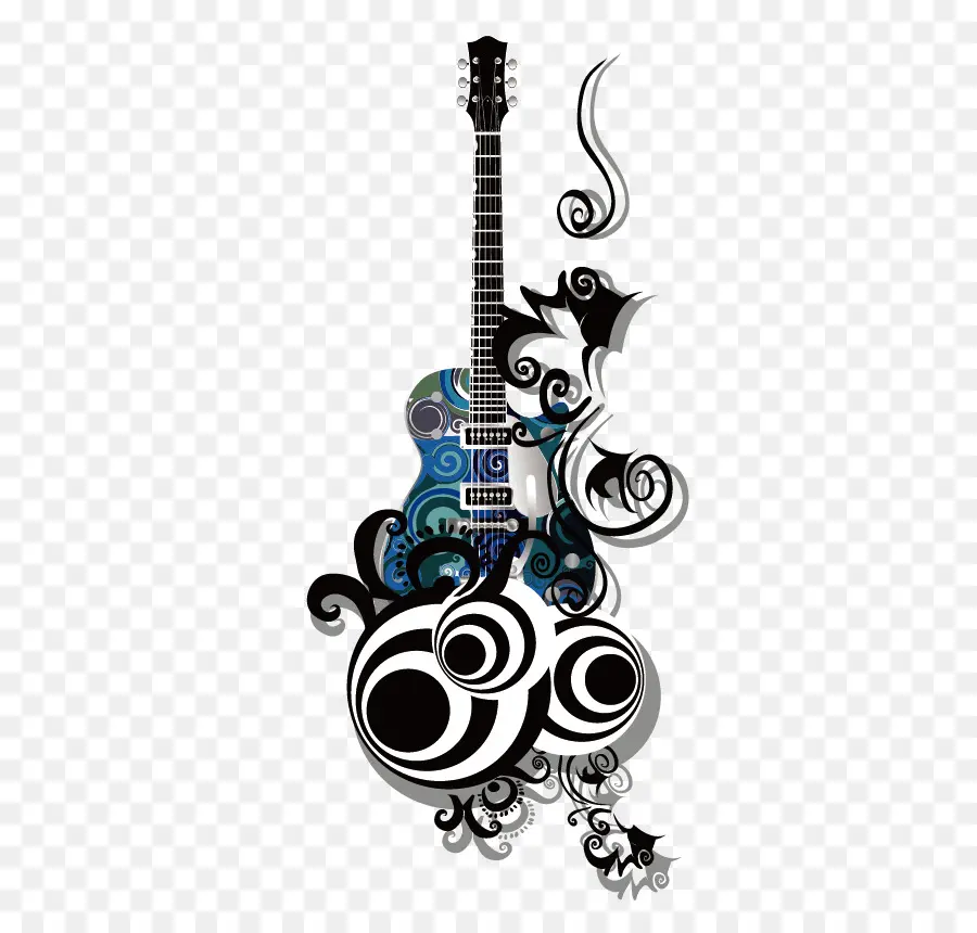 Guitarra Decorativa，Redemoinhos PNG