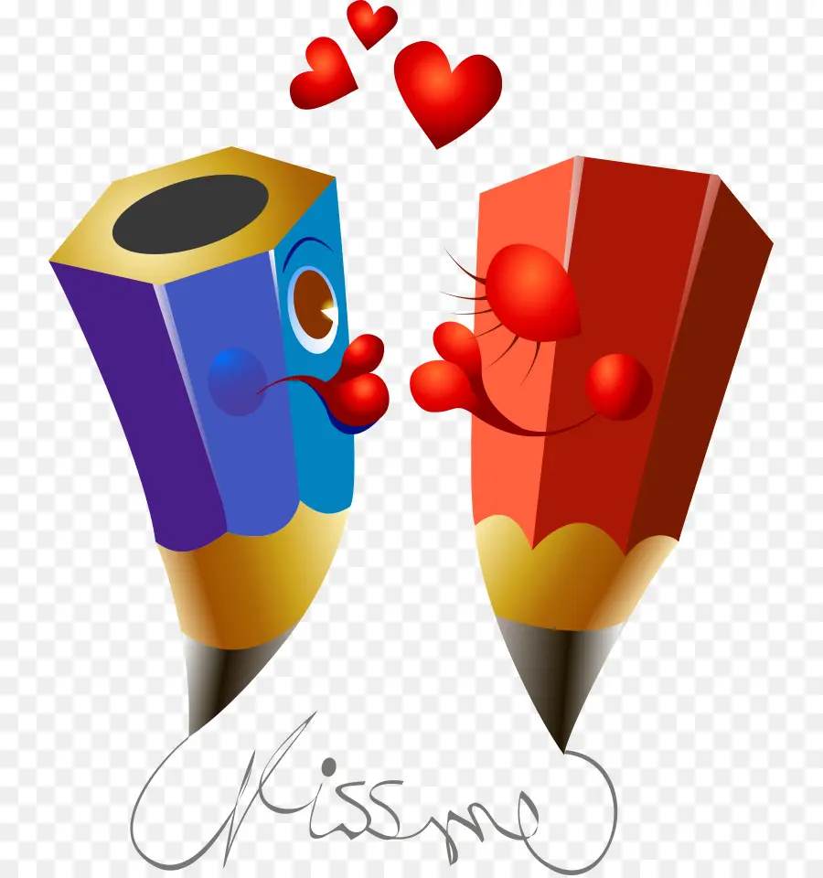 Lápis De Desenho Animado，Amor PNG