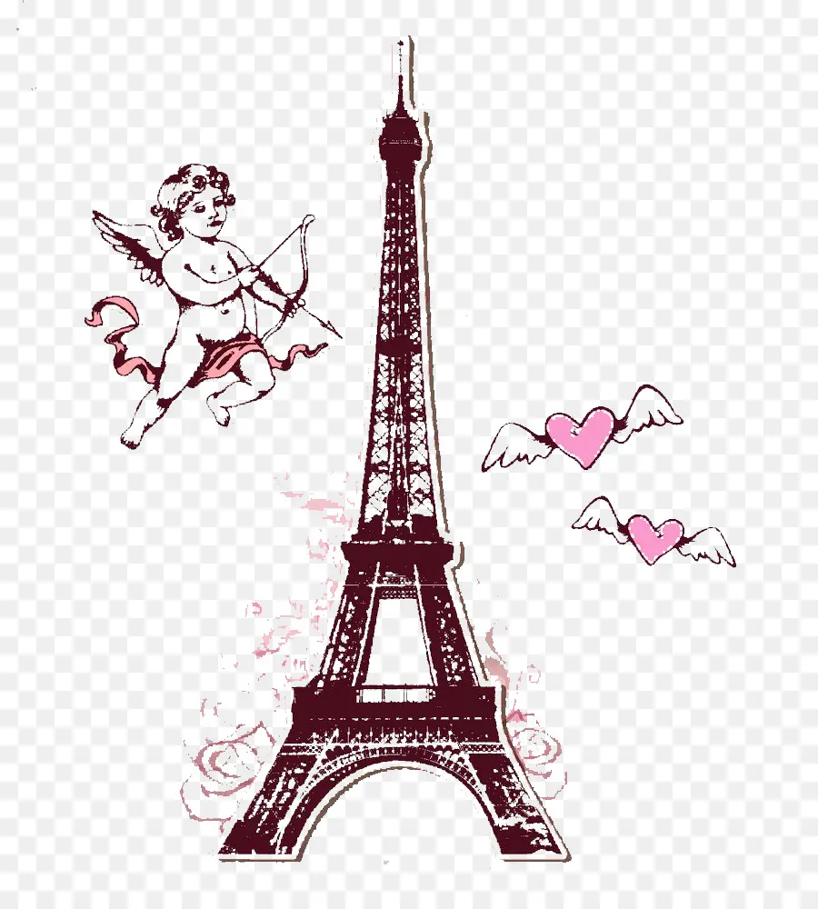 Torre Eiffel Com Cupido，Paris PNG