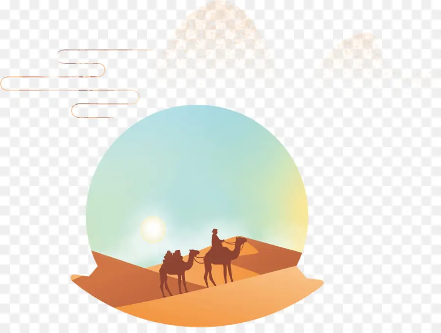 Camelos No Deserto，Pôr Do Sol PNG