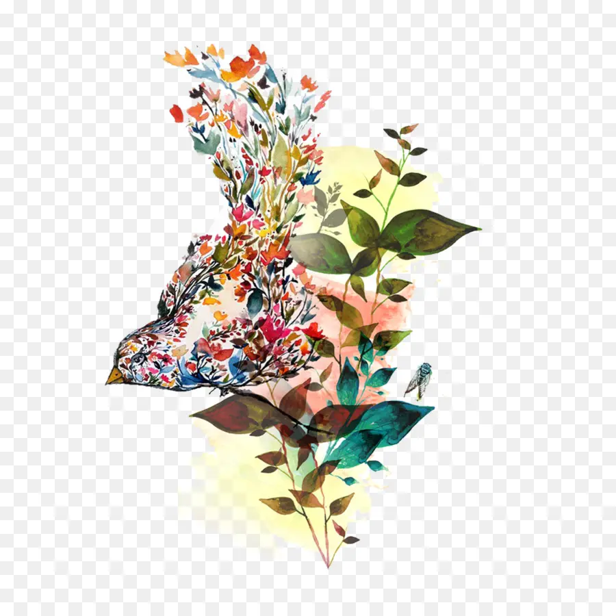 Pássaro Floral，Natureza PNG