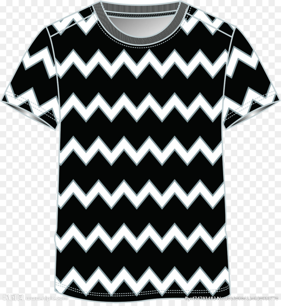 Camiseta Em Ziguezague，Preto E Branco PNG