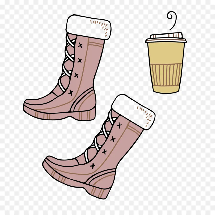 Botas De Inverno E Café，Calçados PNG