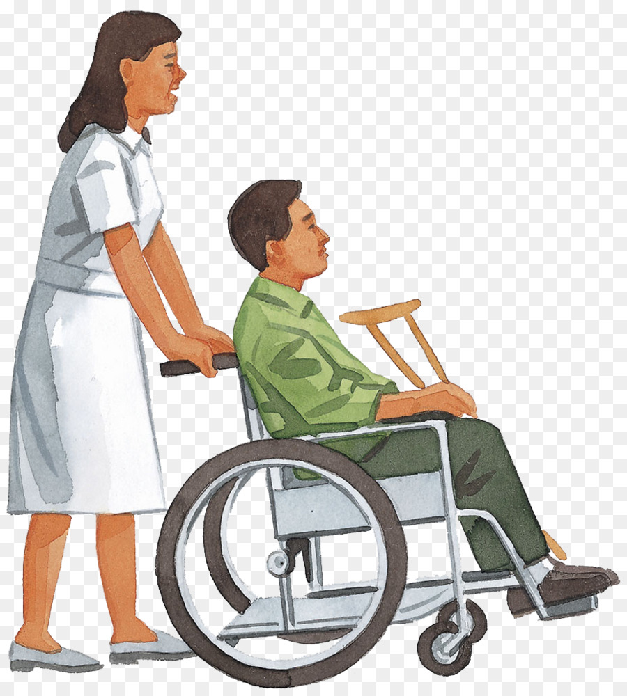 Enfermeira dos desenhos animados com cadeira de rodas pinturas