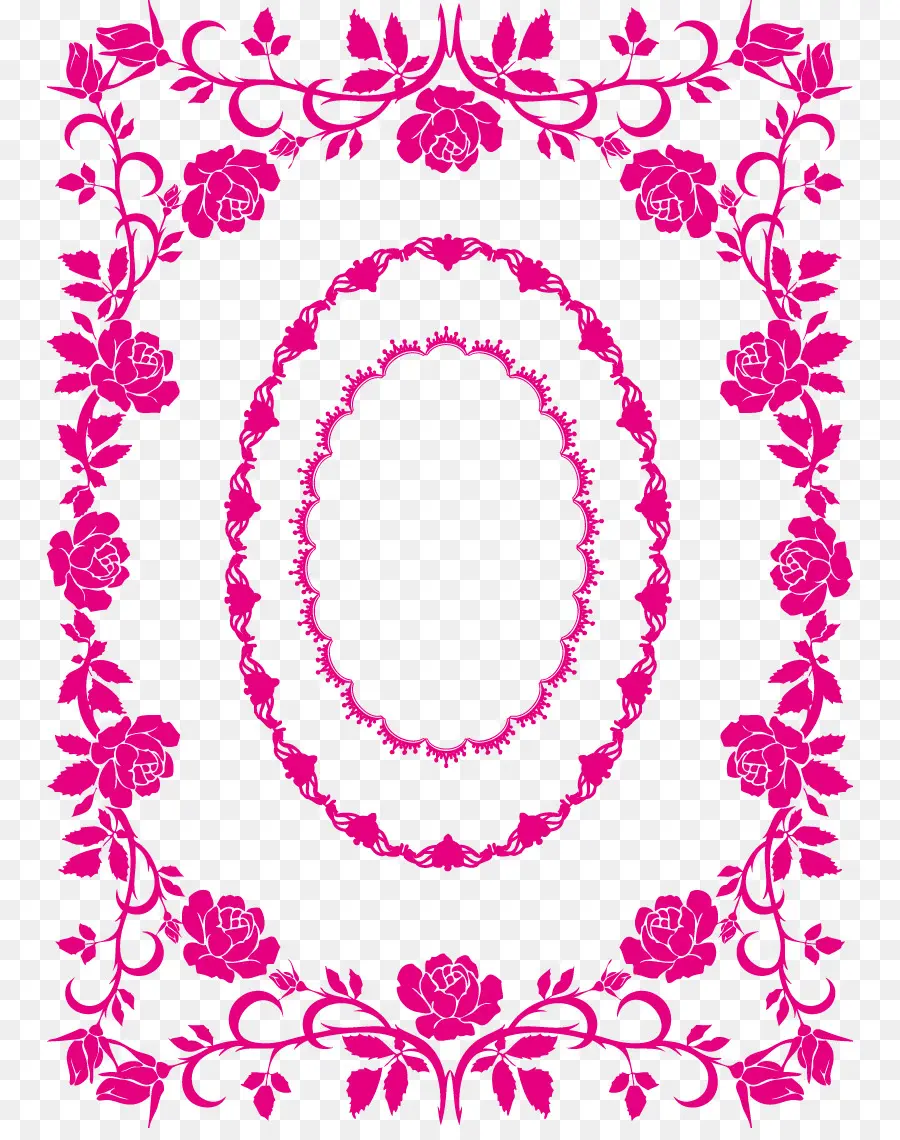 Moldura Floral，Rosa PNG