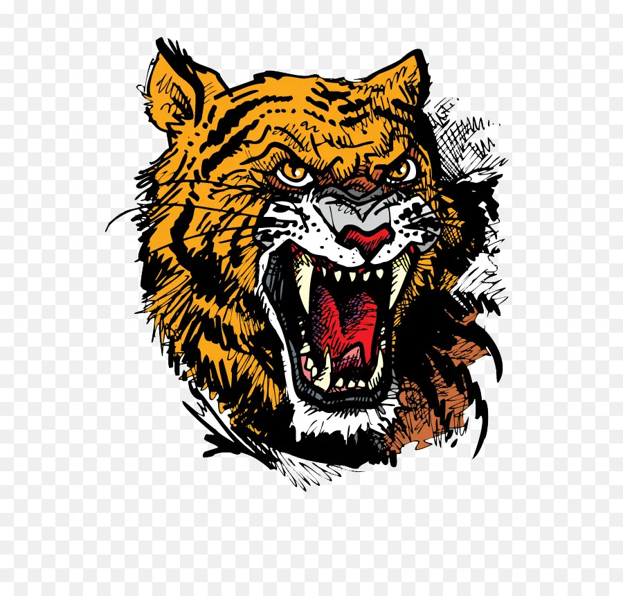 Tigre Irritado，Rugindo PNG