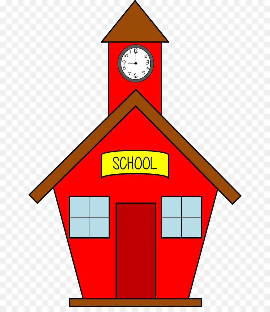 Prédio Da Escola Vermelha，Relógio PNG