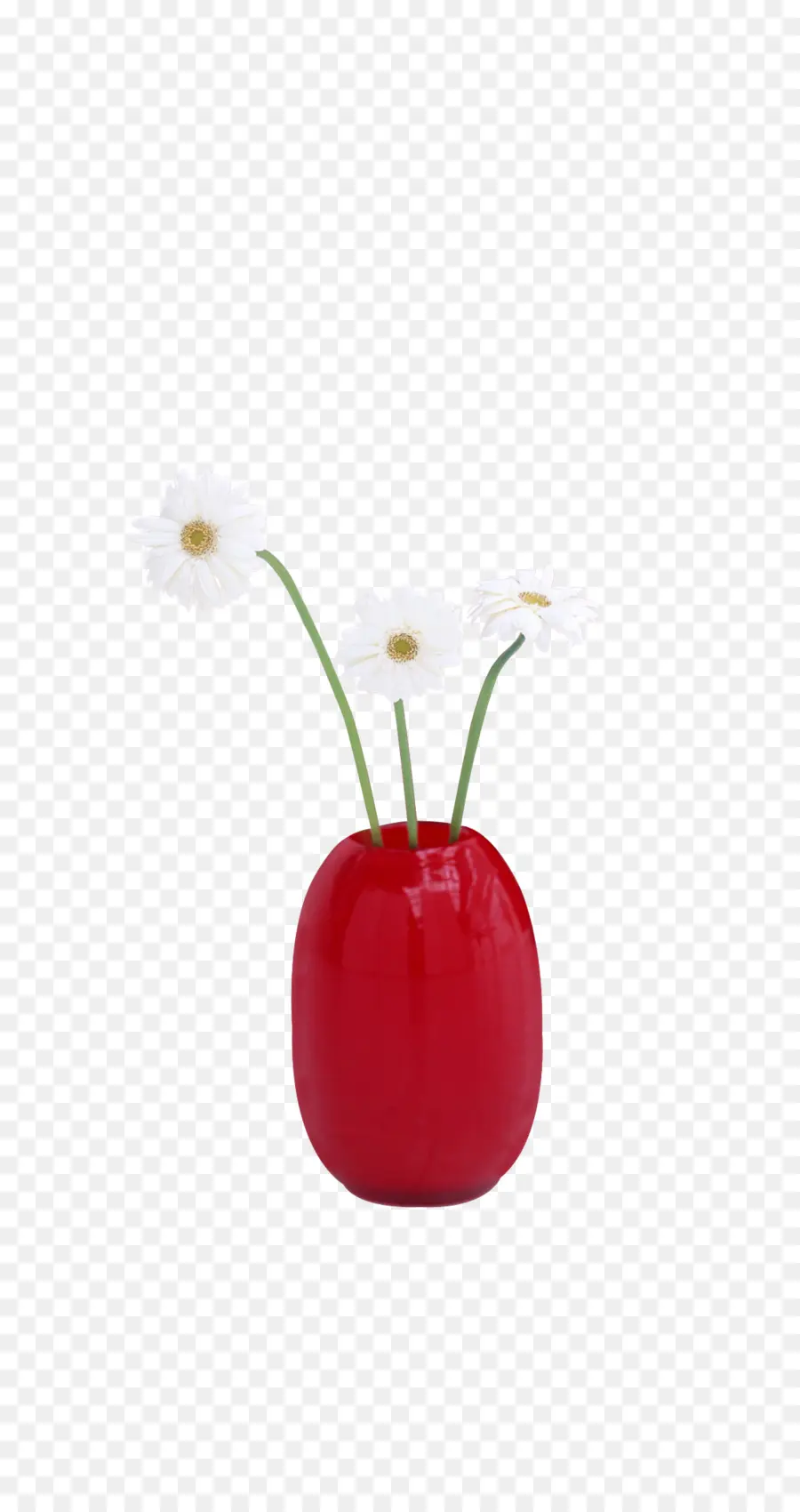 Vaso Vermelho，Flores Brancas PNG