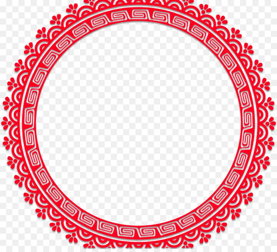 Moldura Circular Vermelha，Decorativo PNG