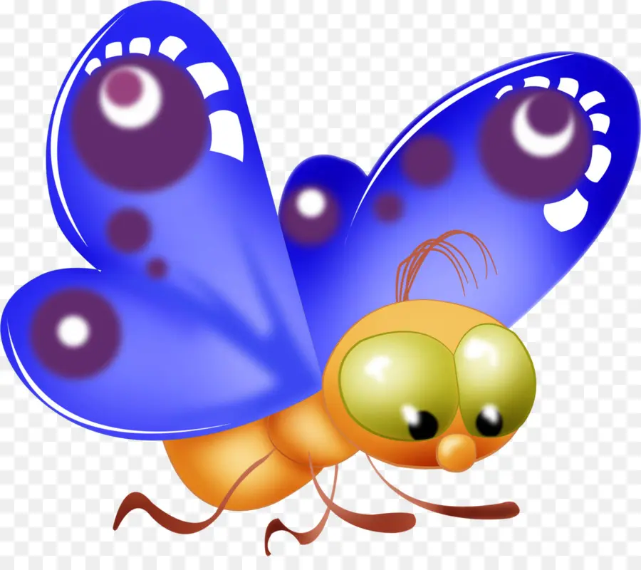 Borboleta Azul，Corpo Amarelo PNG