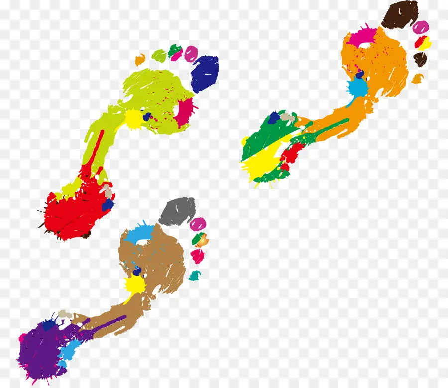 Pegadas Coloridas，Pintar PNG