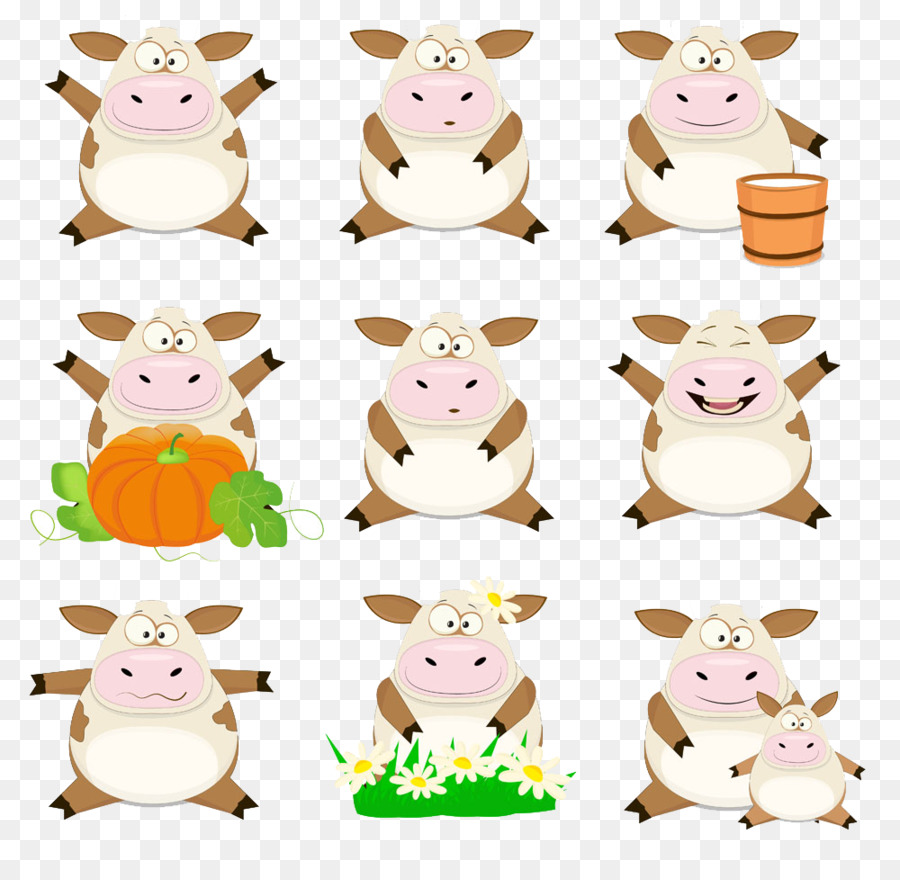 Vacas De Desenho Animado，Bonitinho PNG