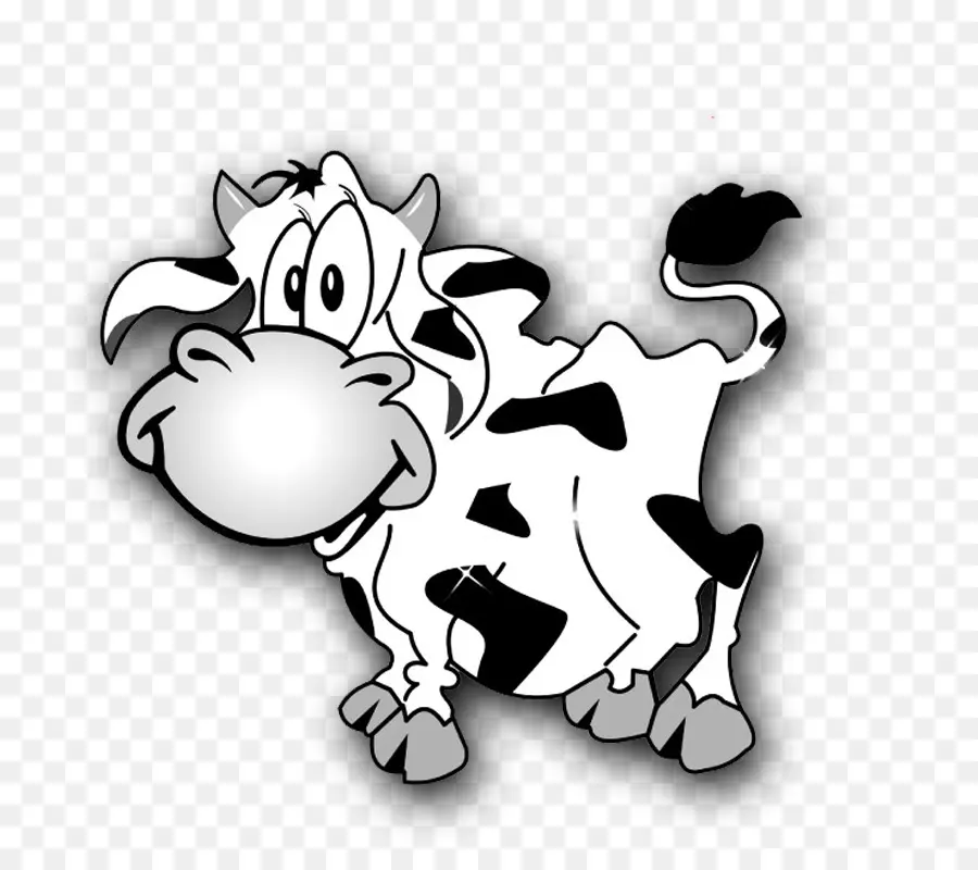 Vaca De Desenho Animado，Preto E Branco PNG