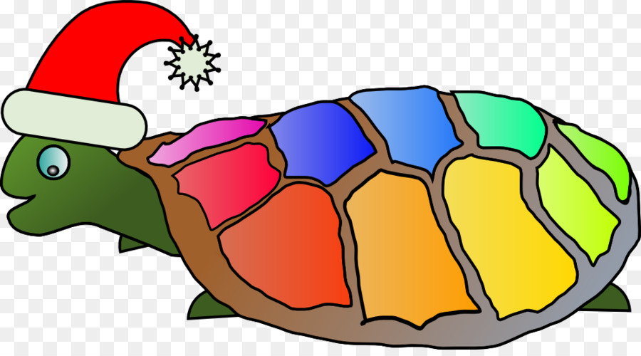 Tartaruga Colorida，Chapéu De Papai Noel PNG