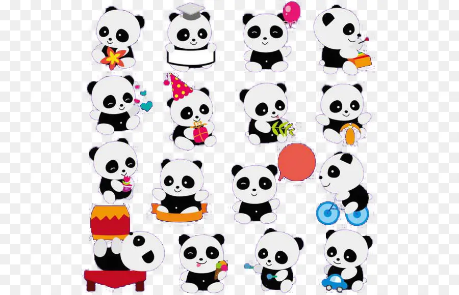 Ilustrações De Pandas，Bonitinho PNG