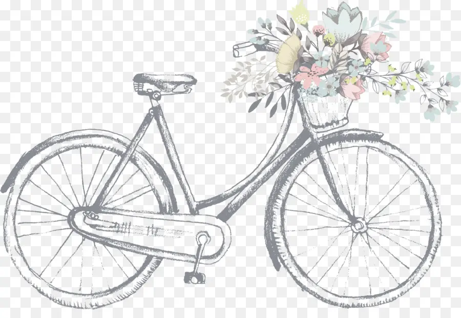 Bicicleta，Flores PNG