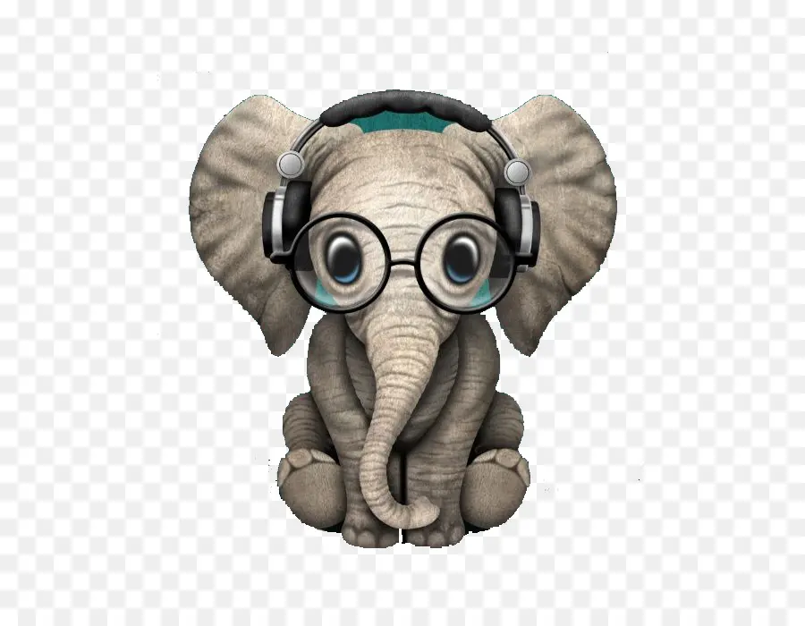 Elefante Com Fones De Ouvido，Bonitinho PNG