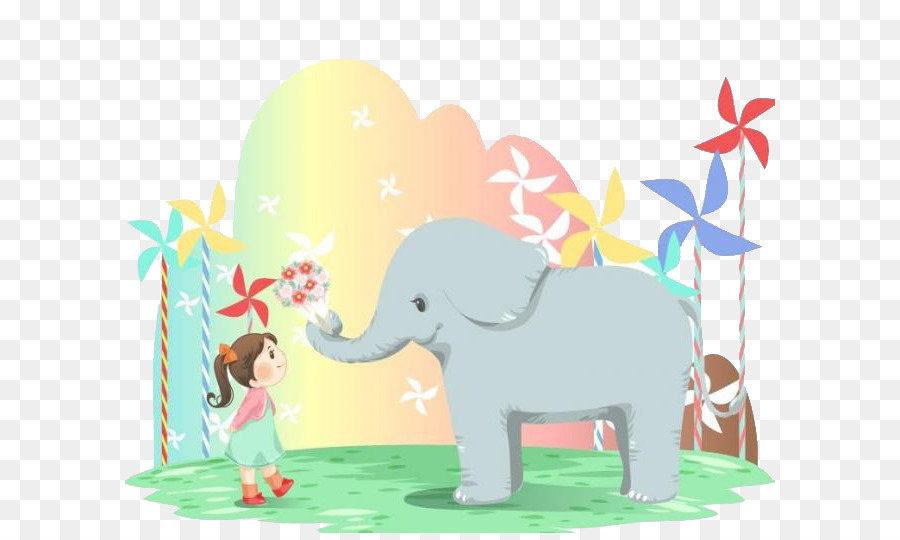 Elefante E Menina，Arco íris PNG