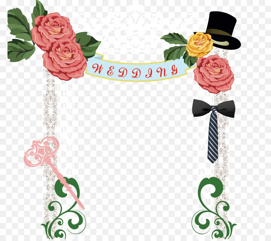 Moldura De Casamento，Rosas PNG